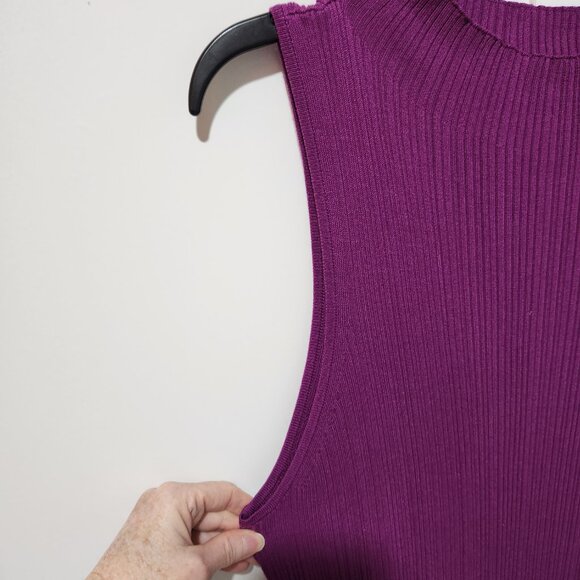 Ninety Percent NEW Violet Purple Sleeveless Ribbed Racer Front Dress - Large - Picture 7 of 10